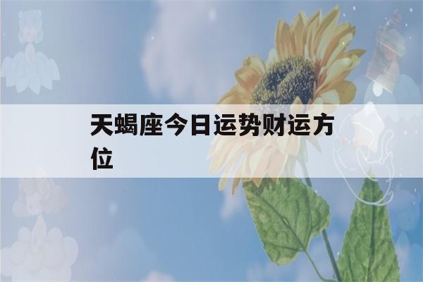 天蝎座今日运势财运方位