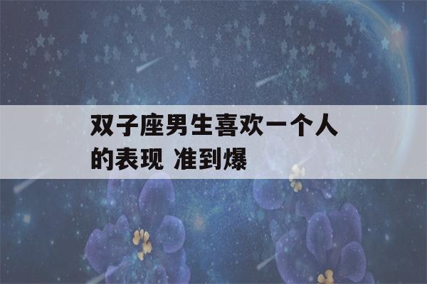 双子座男生喜欢一个人的表现 准到爆