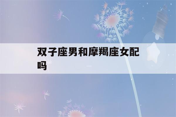 双子座男和摩羯座女配吗