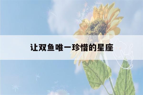 让双鱼唯一珍惜的星座