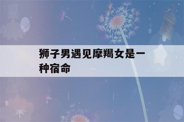 狮子男遇见摩羯女是一种宿命