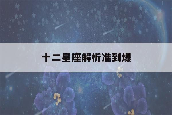 十二星座解析准到爆