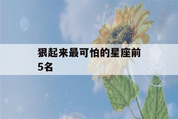 狠起来最可怕的星座前5名