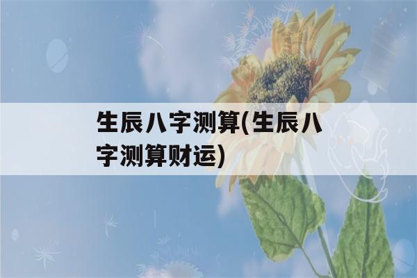 生辰八字测算(生辰八字测算财运)