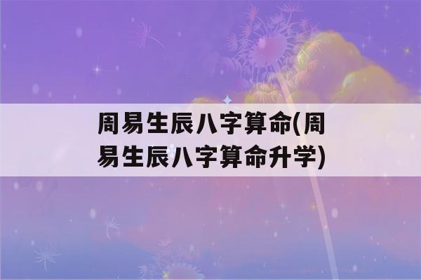 周易生辰八字看八字(周易生辰八字看八字升学)