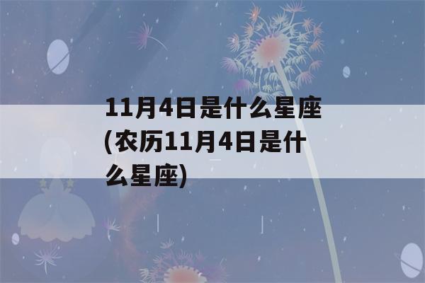 11月4日是什么星座(农历11月4日是什么星座)