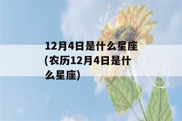 12月4日是什么星座(农历12月4日是什么星座)