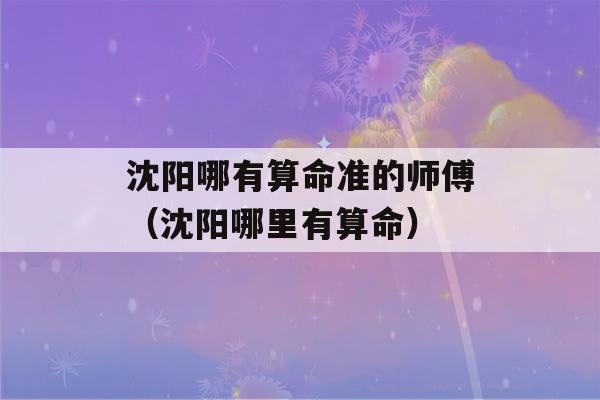 沈阳哪有看八字准的师傅（沈阳哪里有看八字）