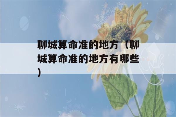 聊城看八字准的地方（聊城看八字准的地方有哪些）