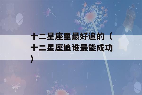 十二星座里最好追的（十二星座追谁最能成功）