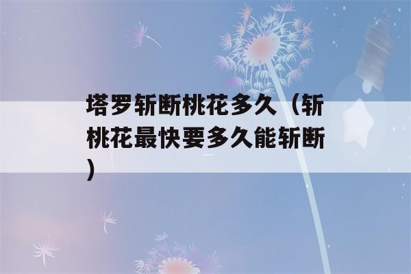 塔罗斩断桃花多久（斩桃花最快要多久能斩断）