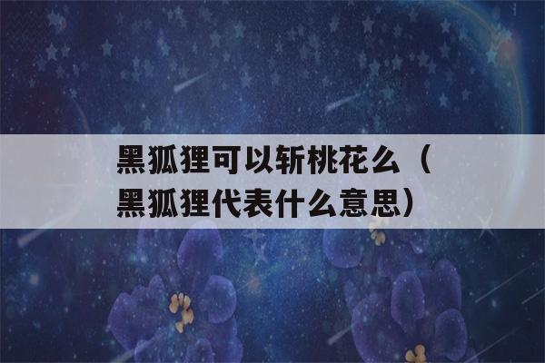 黑狐狸可以斩桃花么（黑狐狸代表什么意思）