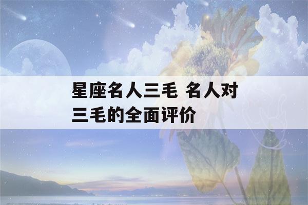 星座名人三毛 名人对三毛的全面评价