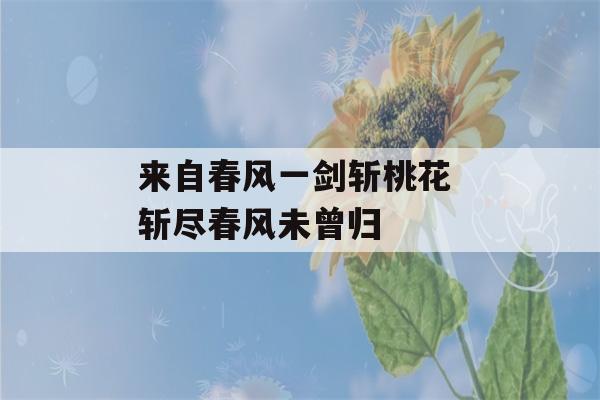 来自春风一剑斩桃花 斩尽春风未曾归