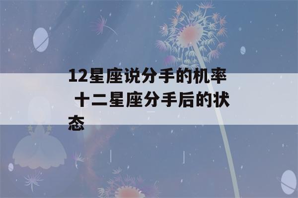 12星座说分手的机率 十二星座分手后的状态