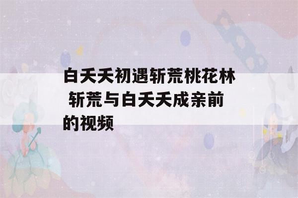 白夭夭初遇斩荒桃花林 斩荒与白夭夭成亲前的视频