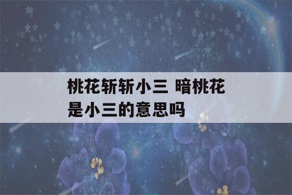 桃花斩斩小三 暗桃花是小三的意思吗