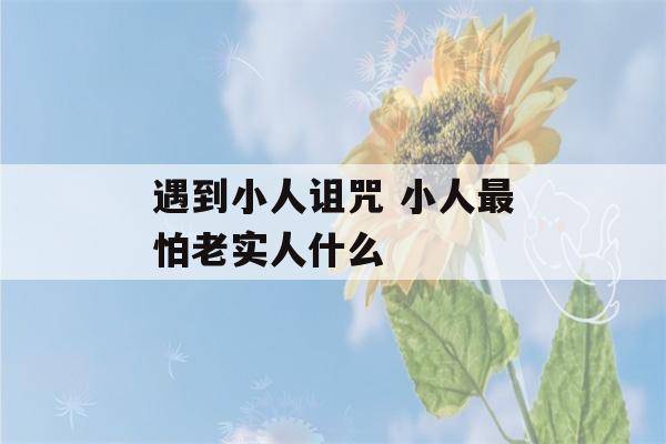 遇到小人诅咒 小人最怕老实人什么