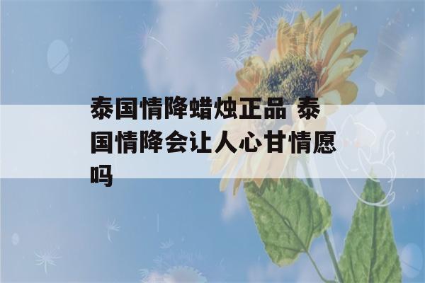 泰国情降蜡烛正品 泰国情降会让人心甘情愿吗