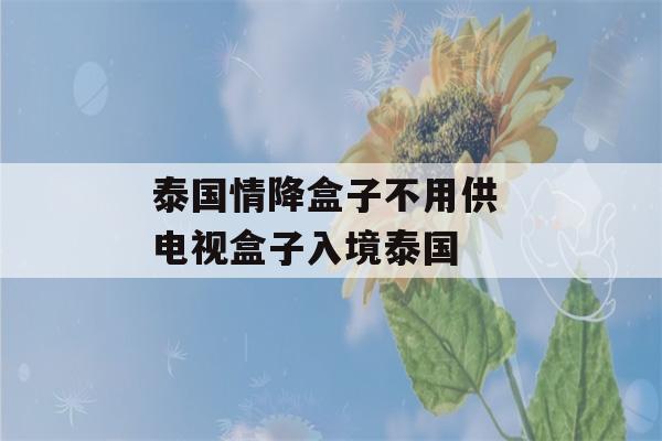 泰国情降盒子不用供 电视盒子入境泰国