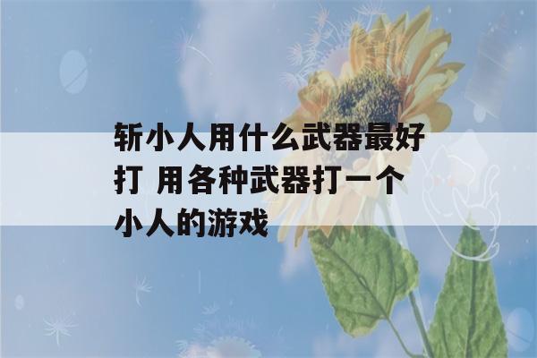 斩小人用什么武器最好打 用各种武器打一个小人的游戏