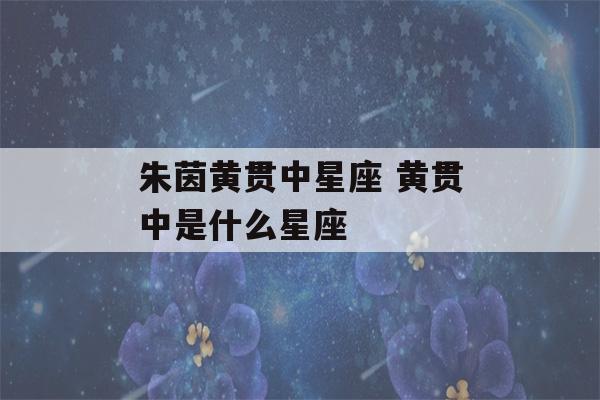 朱茵黄贯中星座 黄贯中是什么星座