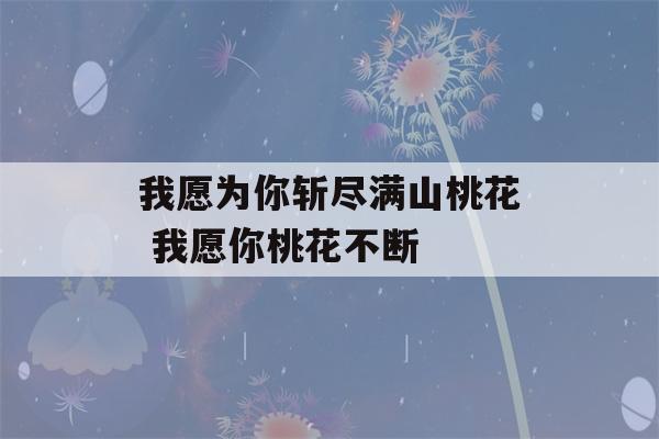 我愿为你斩尽满山桃花 我愿你桃花不断