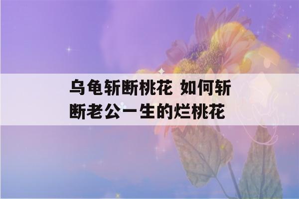 乌龟斩断桃花 如何斩断老公一生的烂桃花