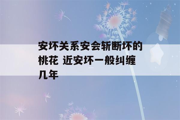 安坏关系安会斩断坏的桃花 近安坏一般纠缠几年