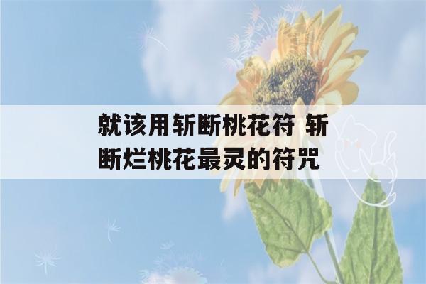 就该用斩断桃花符 斩断烂桃花最灵的符咒