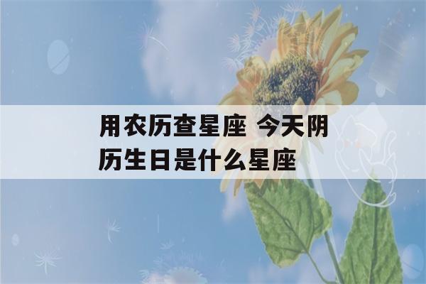 用农历查星座 今天阴历生日是什么星座