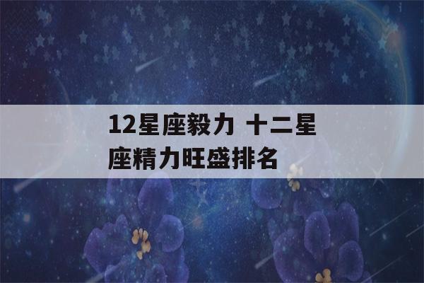 12星座毅力 十二星座精力旺盛排名