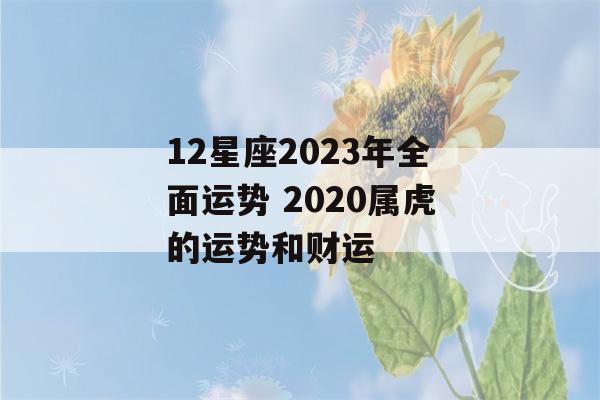 12星座2023年全面运势 2020属虎的运势和财运