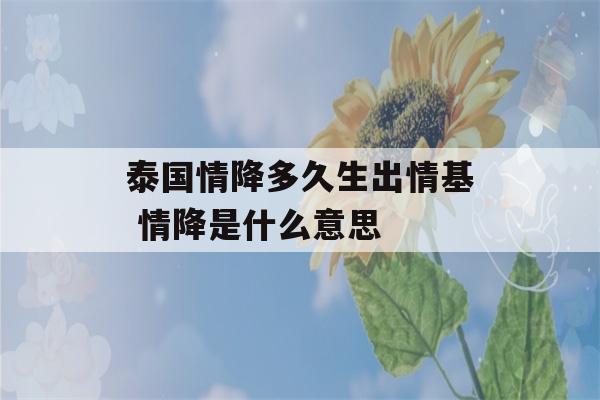 泰国情降多久生出情基 情降是什么意思