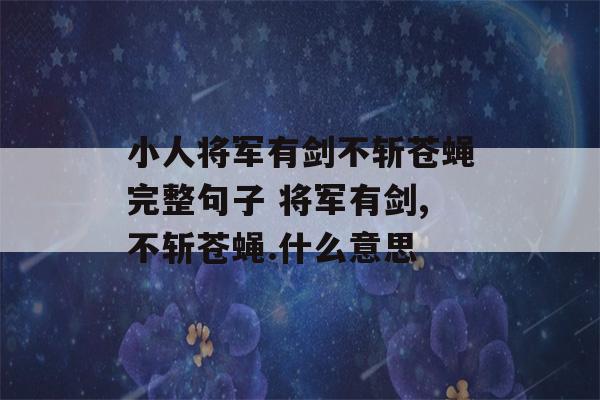 小人将军有剑不斩苍蝇完整句子 将军有剑,不斩苍蝇.什么意思