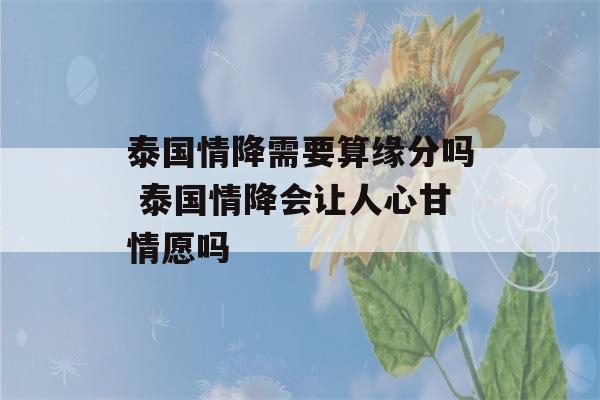 泰国情降需要算缘分吗 泰国情降会让人心甘情愿吗