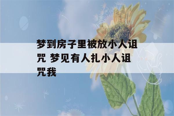 梦到房子里被放小人诅咒 梦见有人扎小人诅咒我