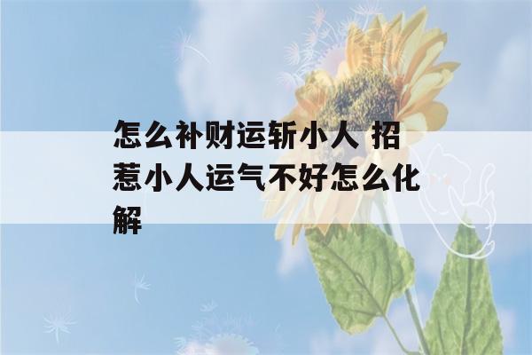 怎么补财运斩小人 招惹小人运气不好怎么化解